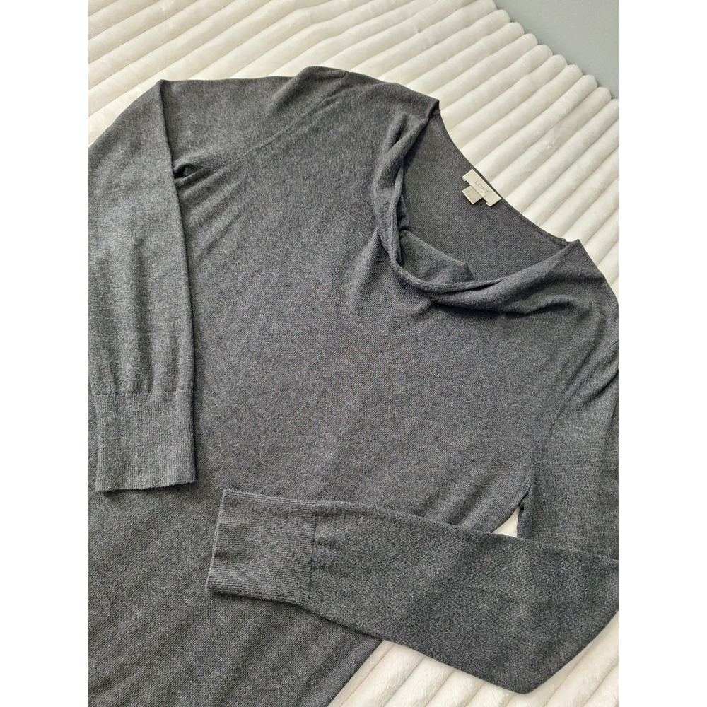 Loft Draped Cowl Neck Lightweight Sweater Womens L Dark Gray Career Casual...